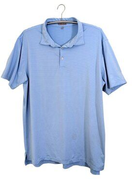 Peter Millar Summer Comfort Polo Golf Shirt Men 3XLT Polyester Baby Blue Striped